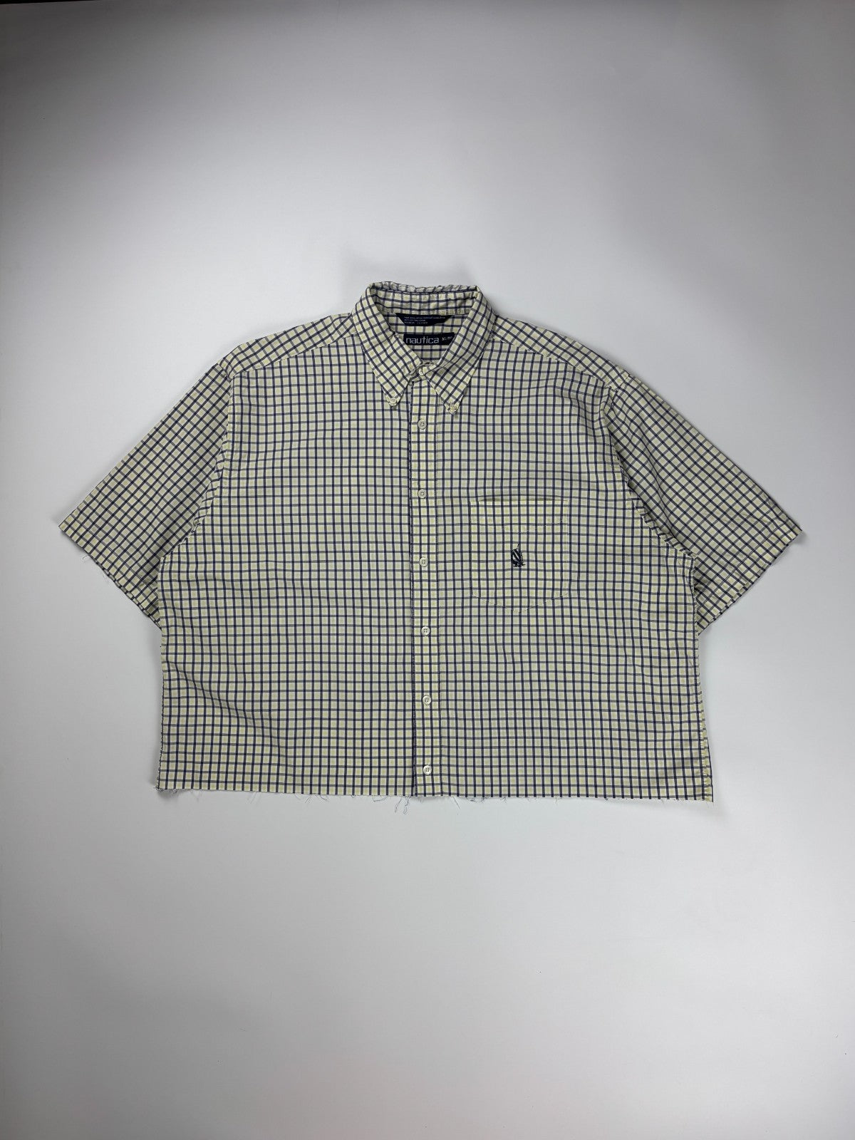 Vintage Nautica Plaid Cropped Button Up Shirt