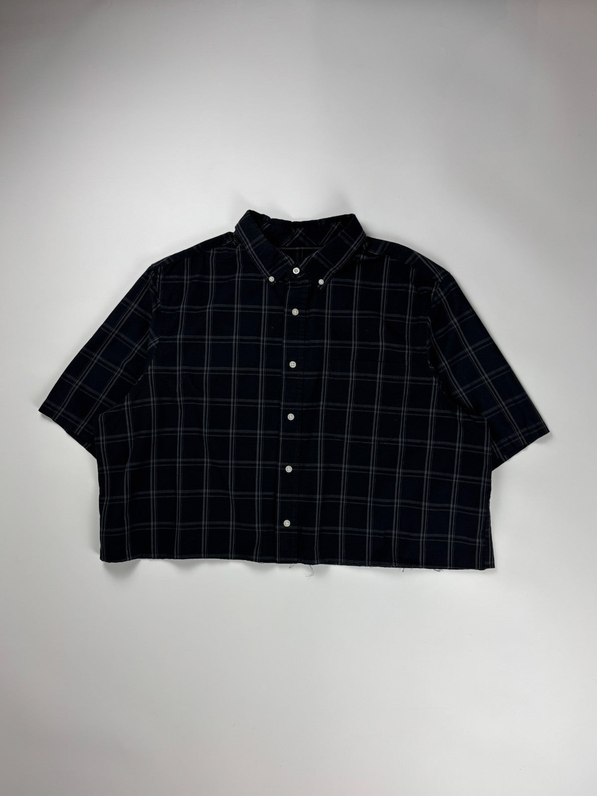 Vintage Plaid Cropped Button Up Shirt