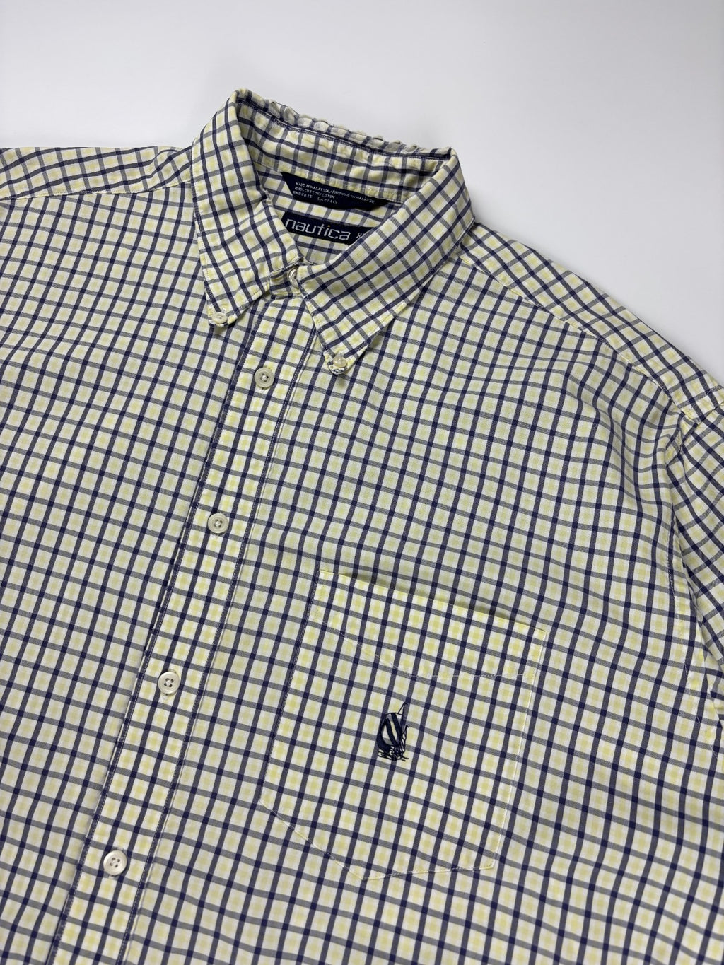 Vintage Nautica Plaid Cropped Button Up Shirt