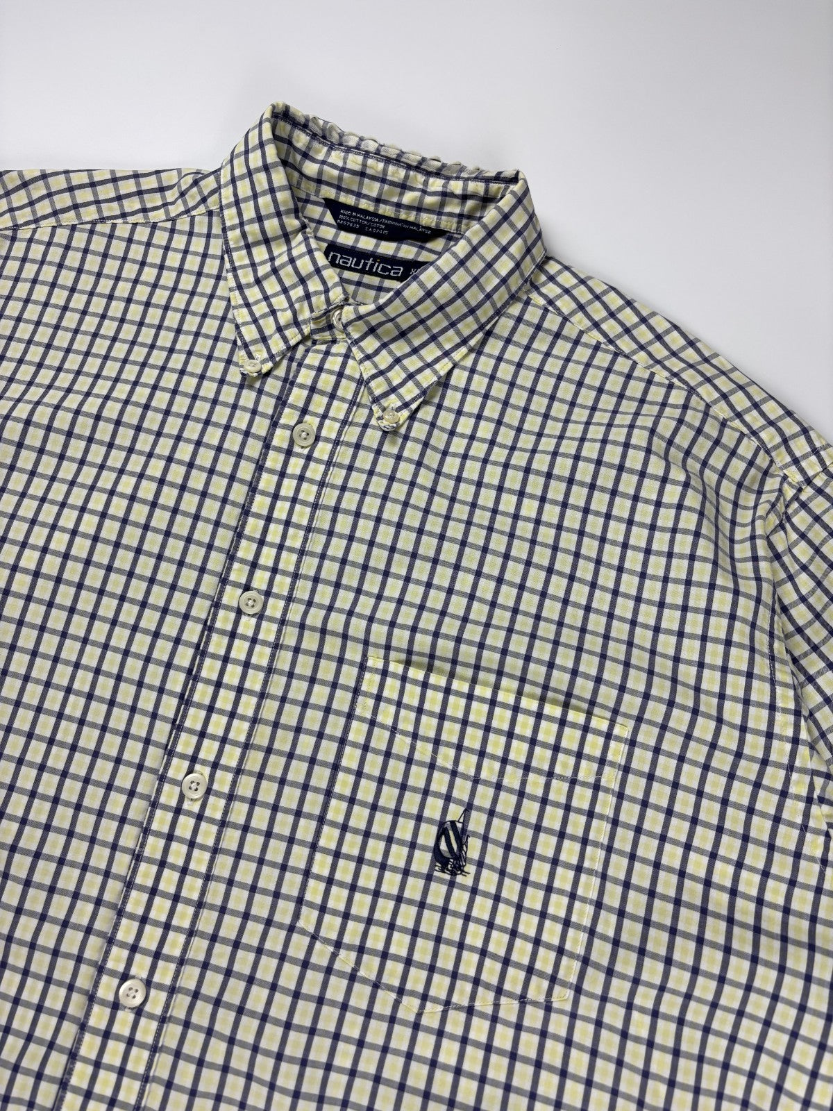 Vintage Nautica Plaid Cropped Button Up Shirt