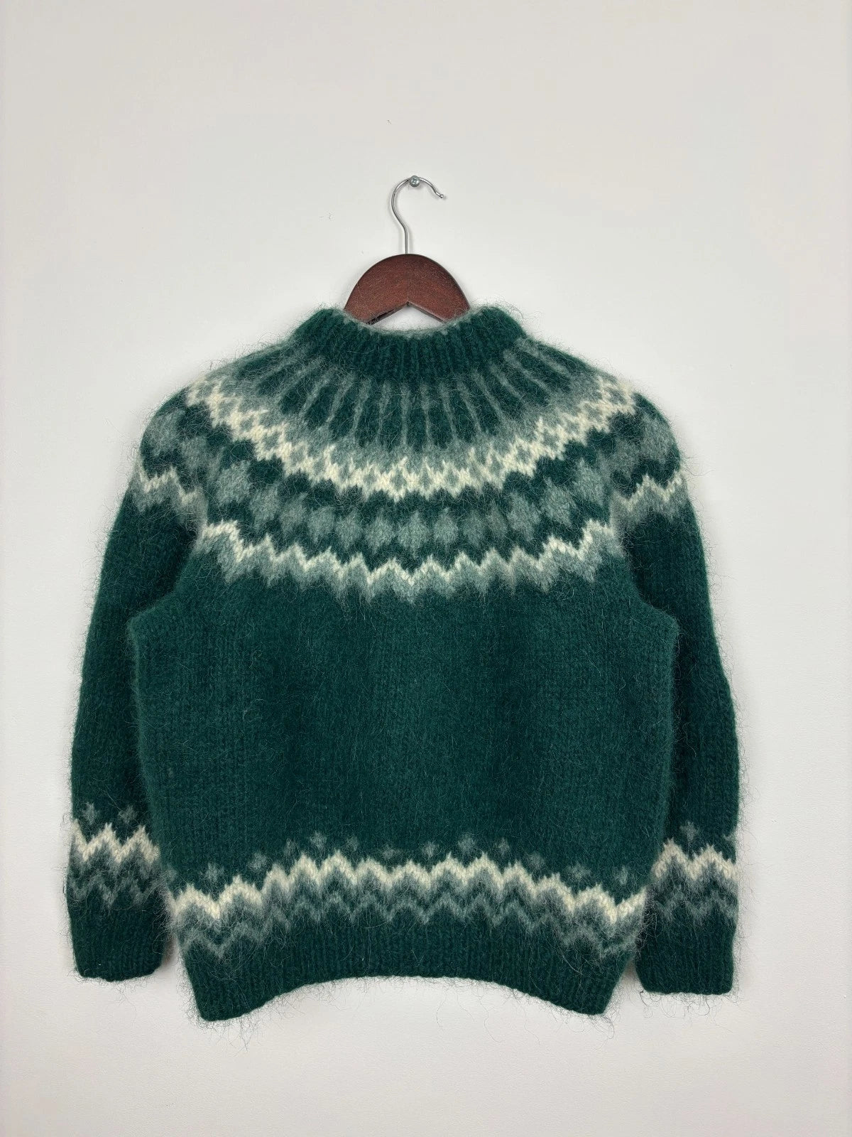 Vintage Green Wool Knit Sweater - Size Small