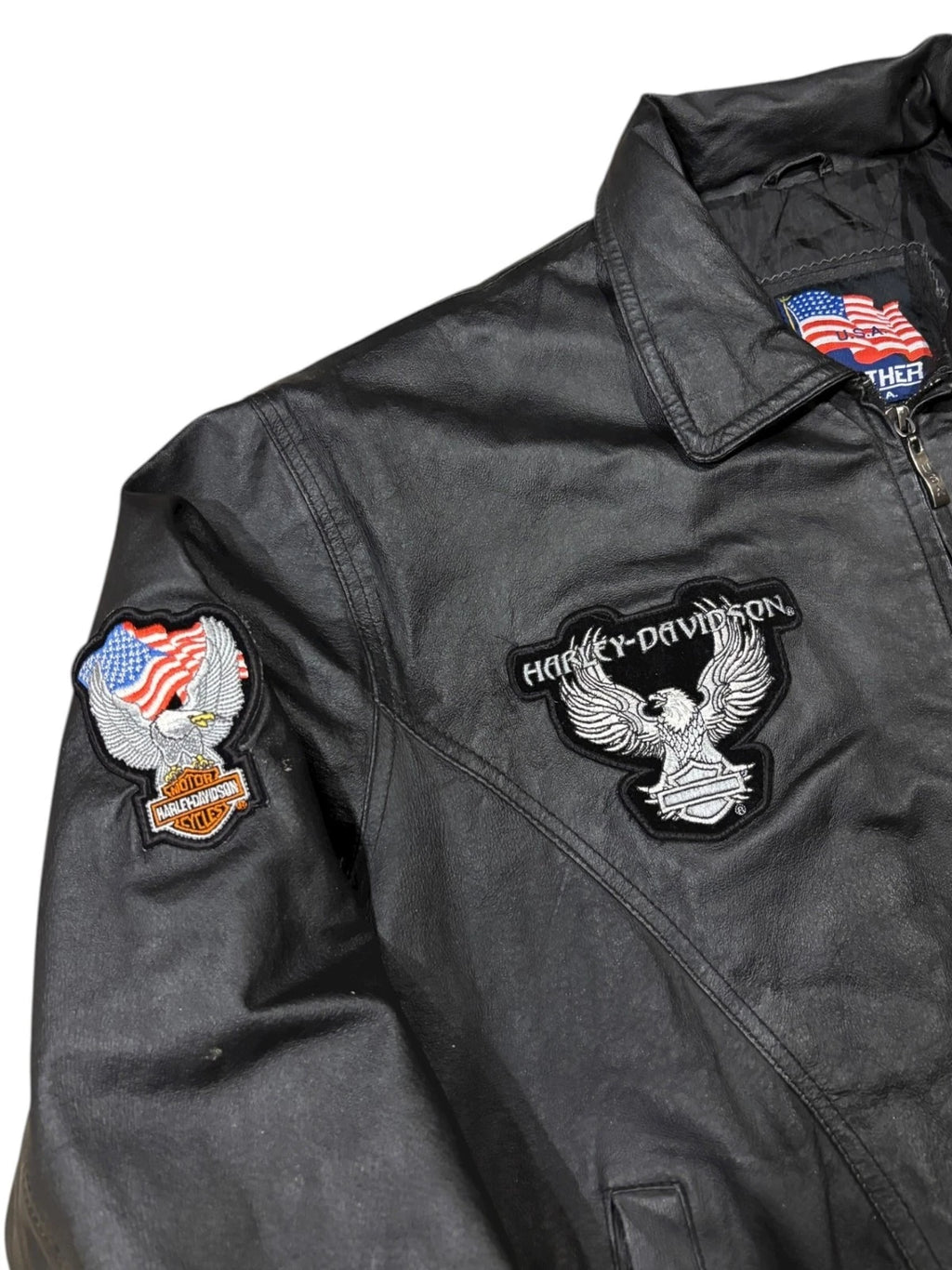 Vintage American Black Leather Jacket - XL - Insulated Bomber Coat