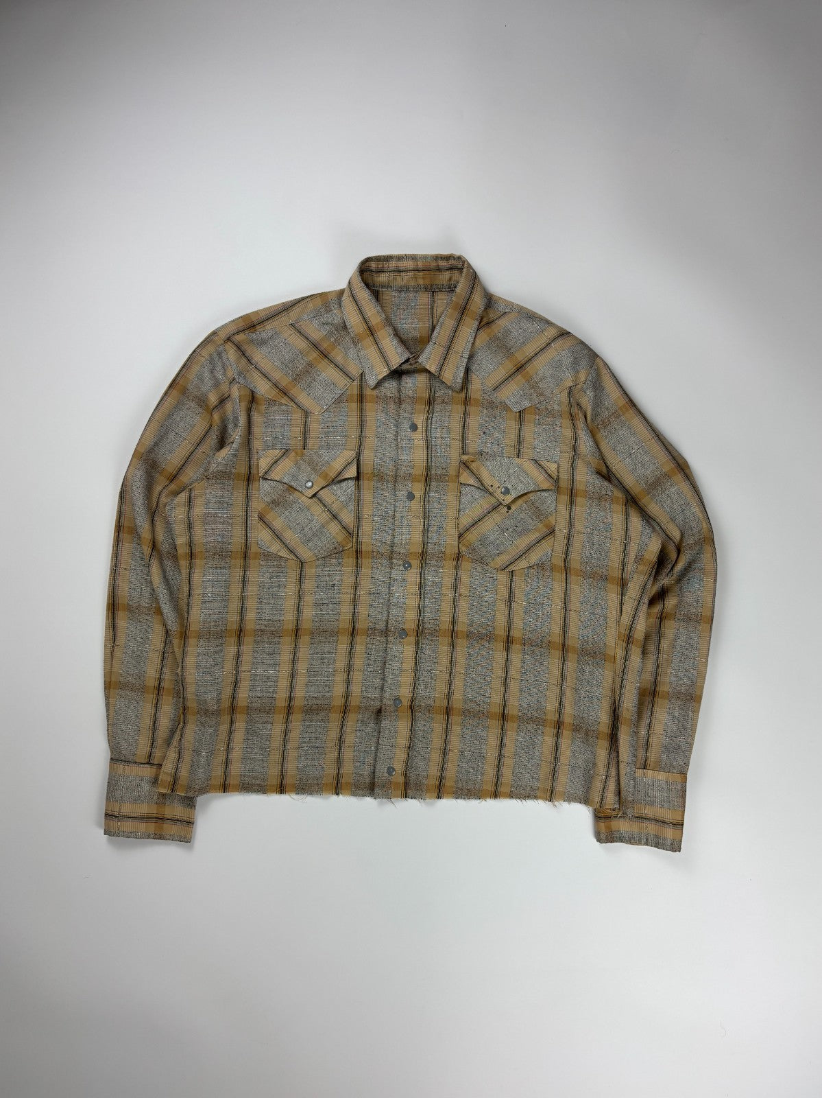 Vintage Western Striped Cropped Button Up Shirt