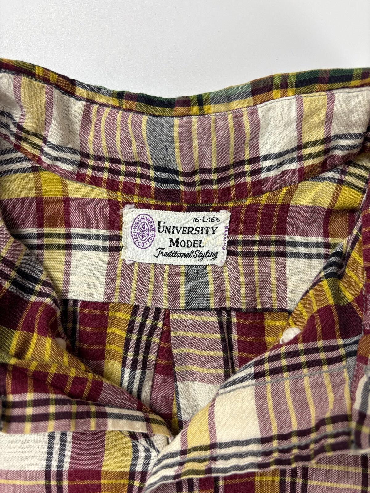 Vintage University Model Plaid Button Up Shirt