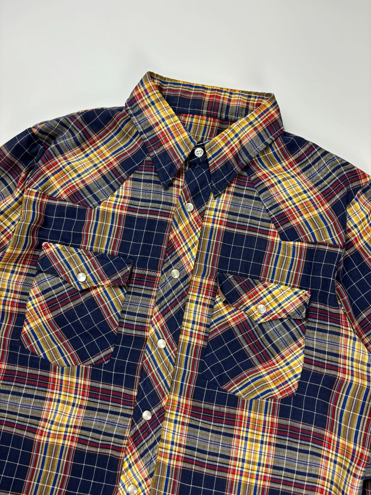 Vintage Western Plaid Cropped Button Up Shirt