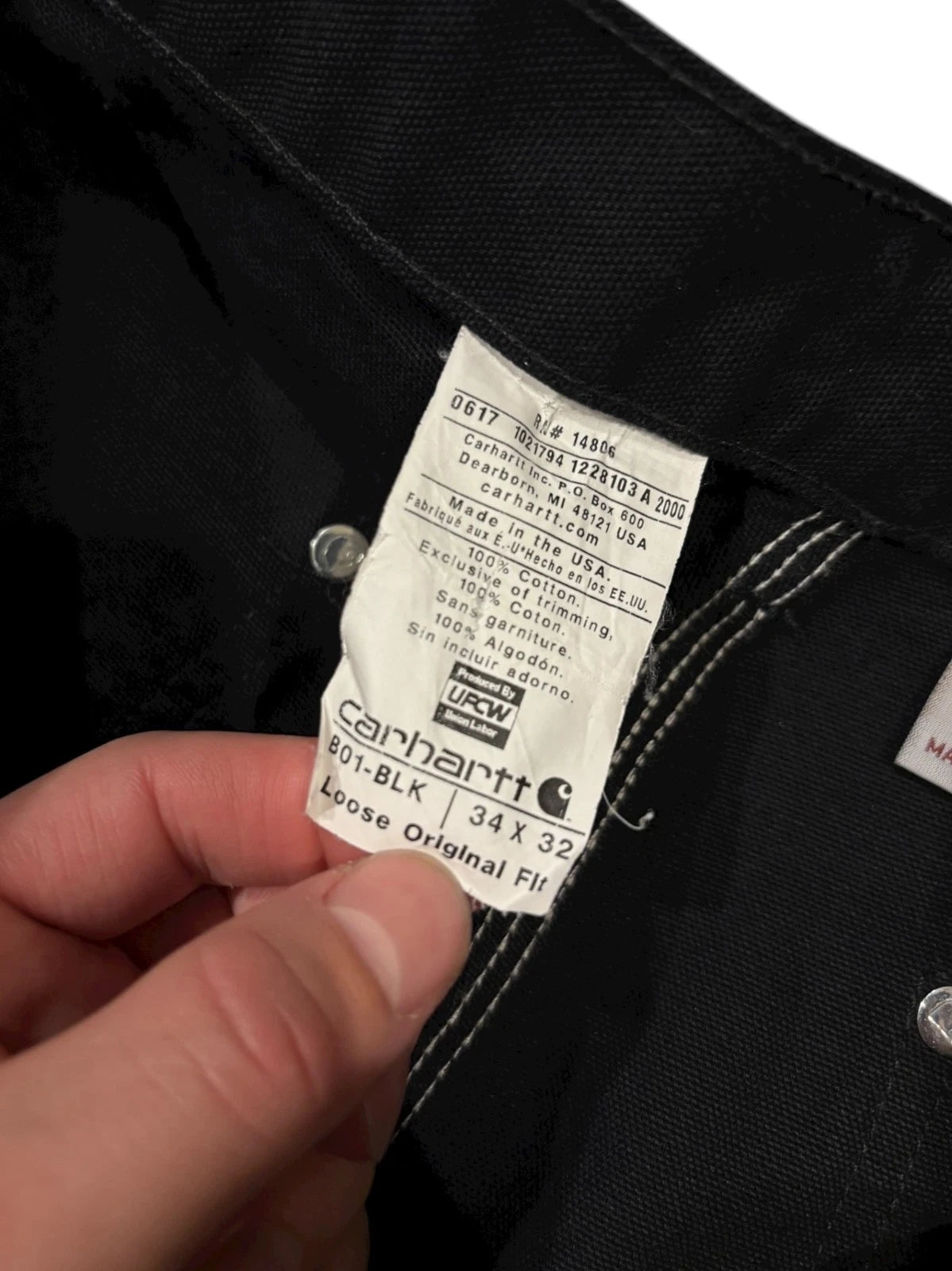 Vintage Carhartt Double Knee Pants - 34x32 - Black Workwear Bottoms