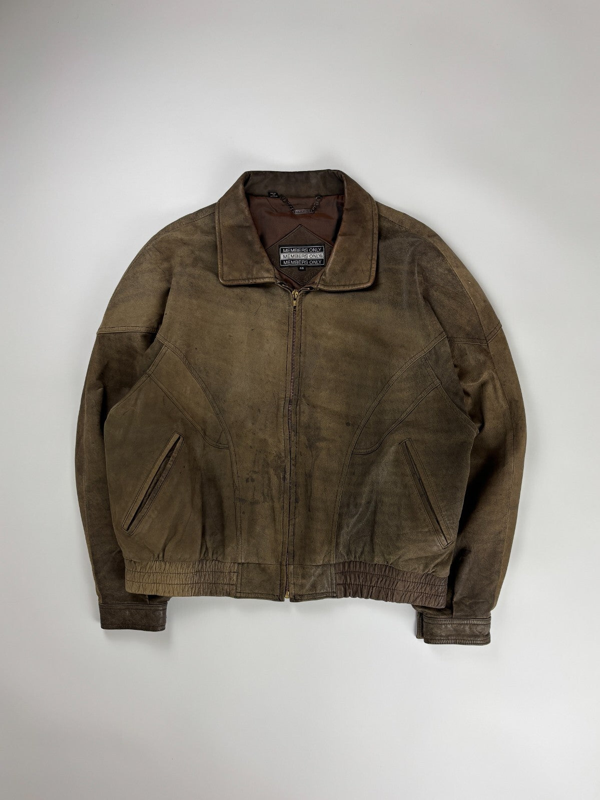 Vintage Members Only Leather Bomber Jacket
