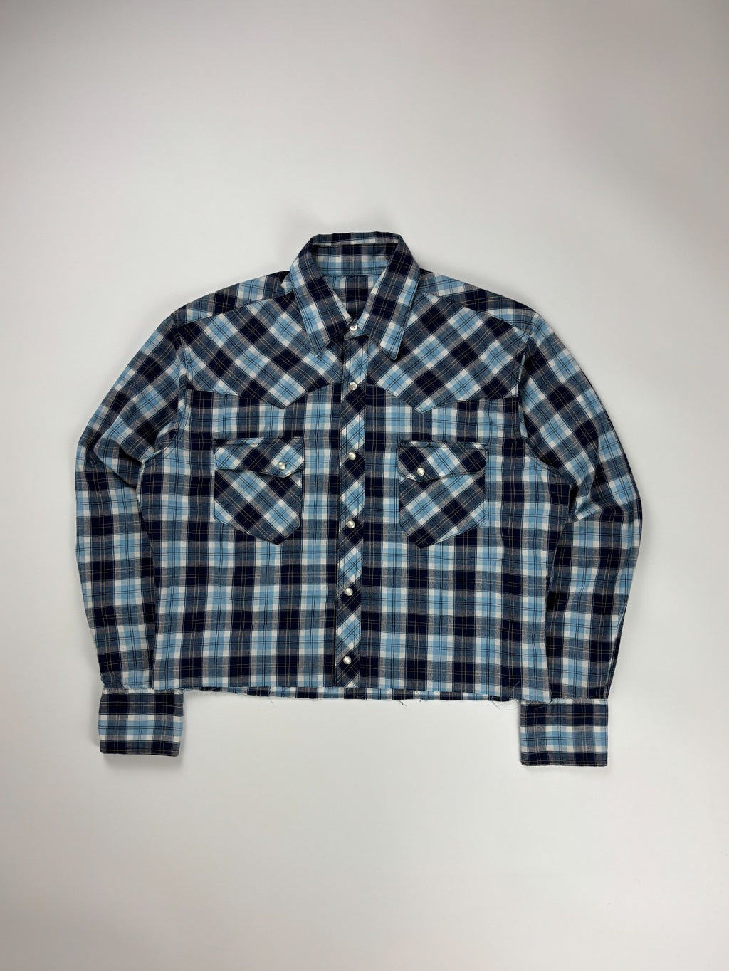 Vintage Western Striped Cropped Button Up Shirt