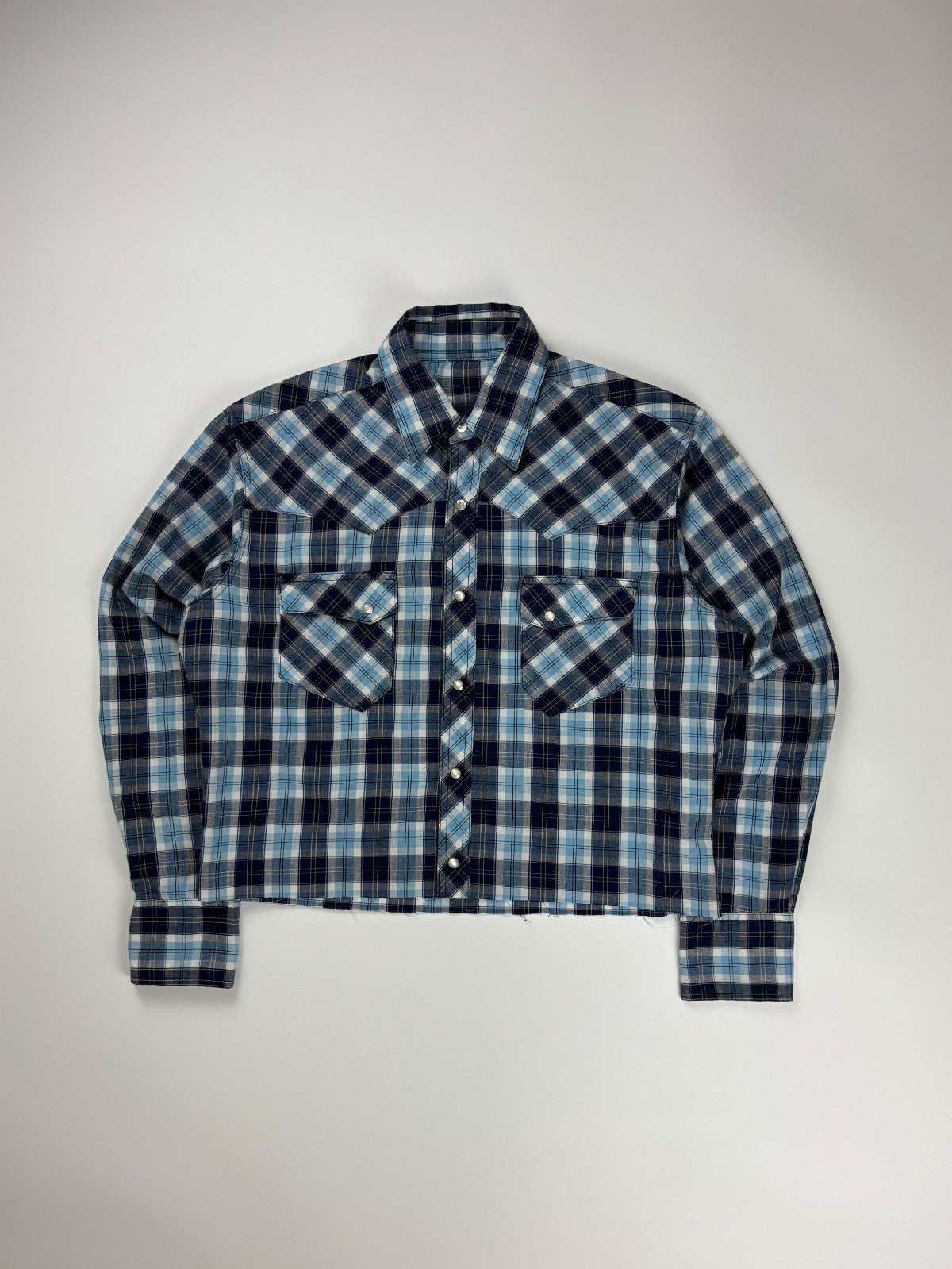 Vintage Western Striped Cropped Button Up Shirt