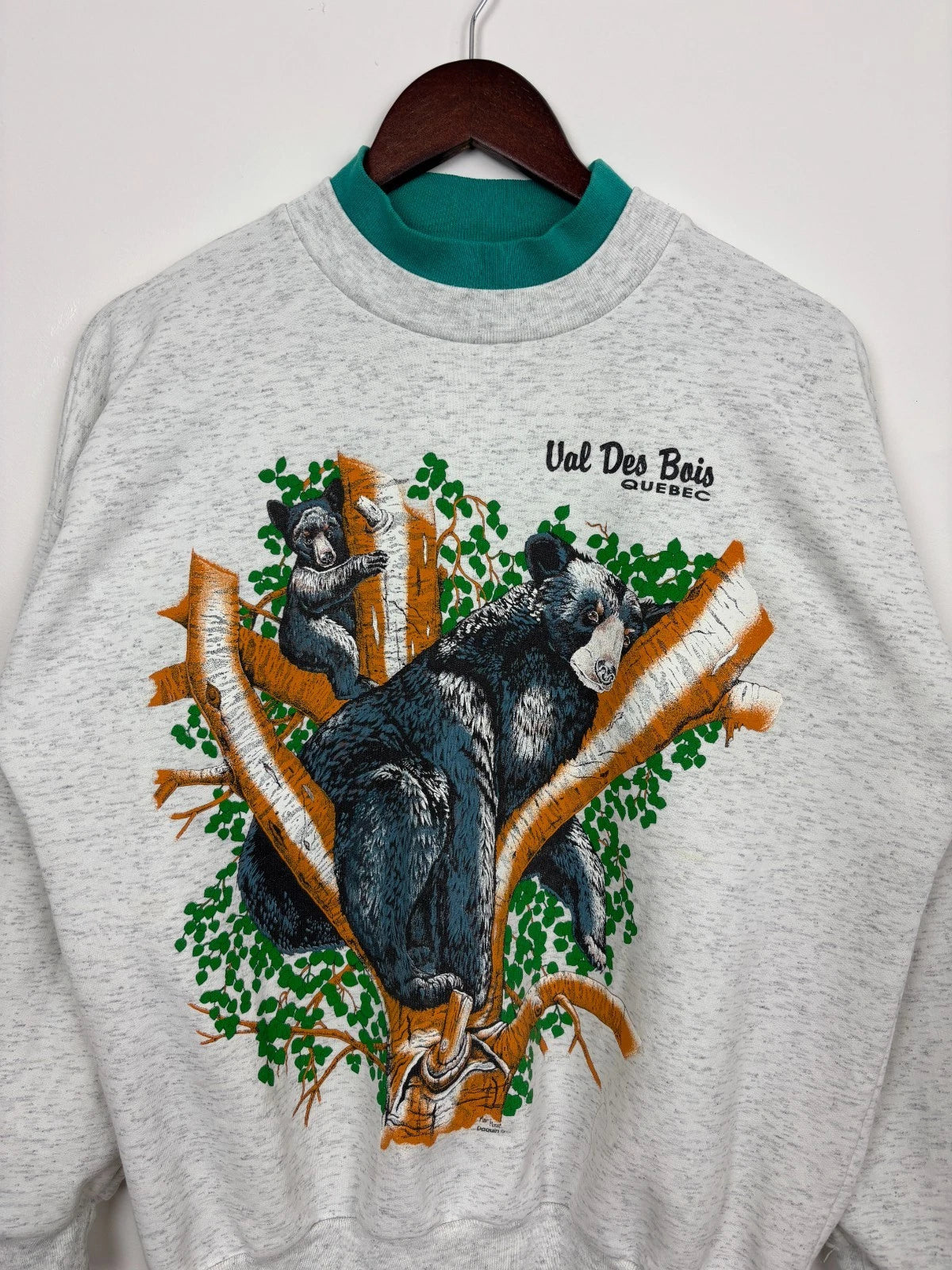 Vintage 1990s Black Bear Sweatshirt - Gray Cute Animal Graphic - Size Medium