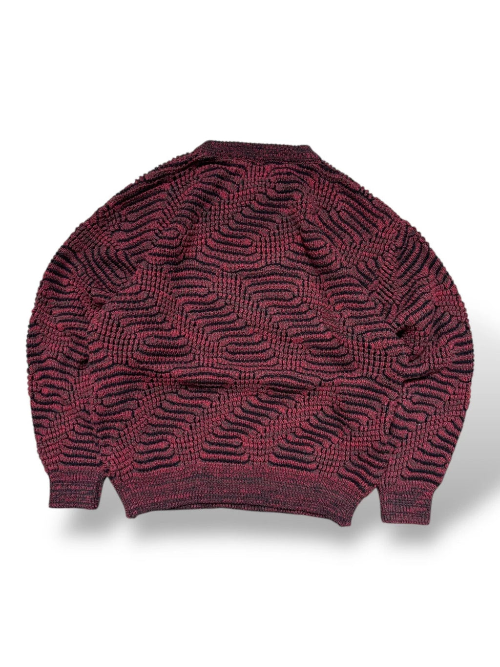 Vintage 1990s Red Knit Sweater - Large - 3D Pattern