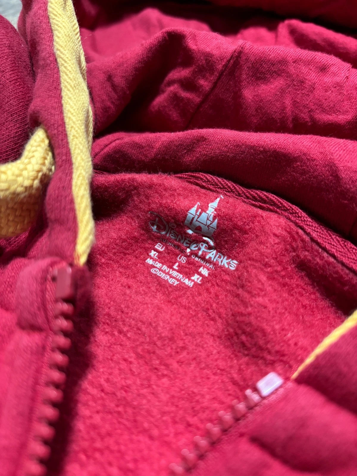Vintage Mickey Mouse Zip Up Hoodie - Disney Land Sweater - Size Large - Red