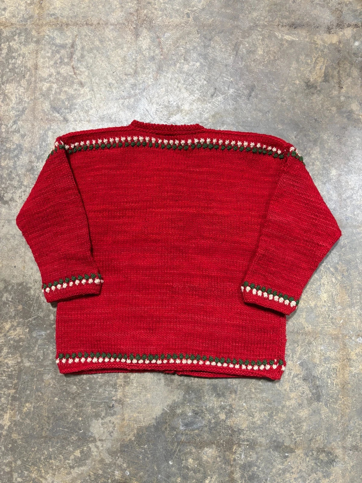 Vintage Golden Valley Hand Knit Wool Cardigan Sweater / Size Large / Red