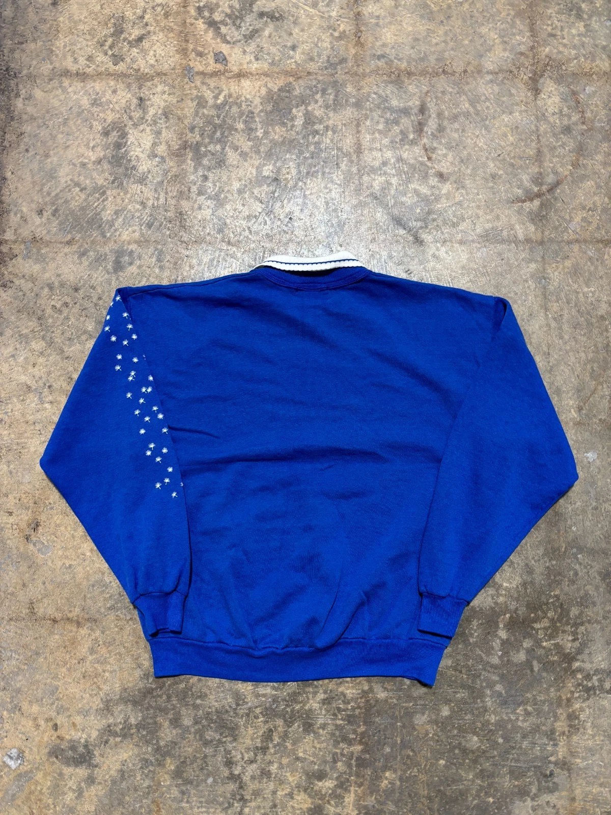 Vintage 1990s Flowers Sweatshirt - Dandelion Graphic Sweater - Size Medium Blue