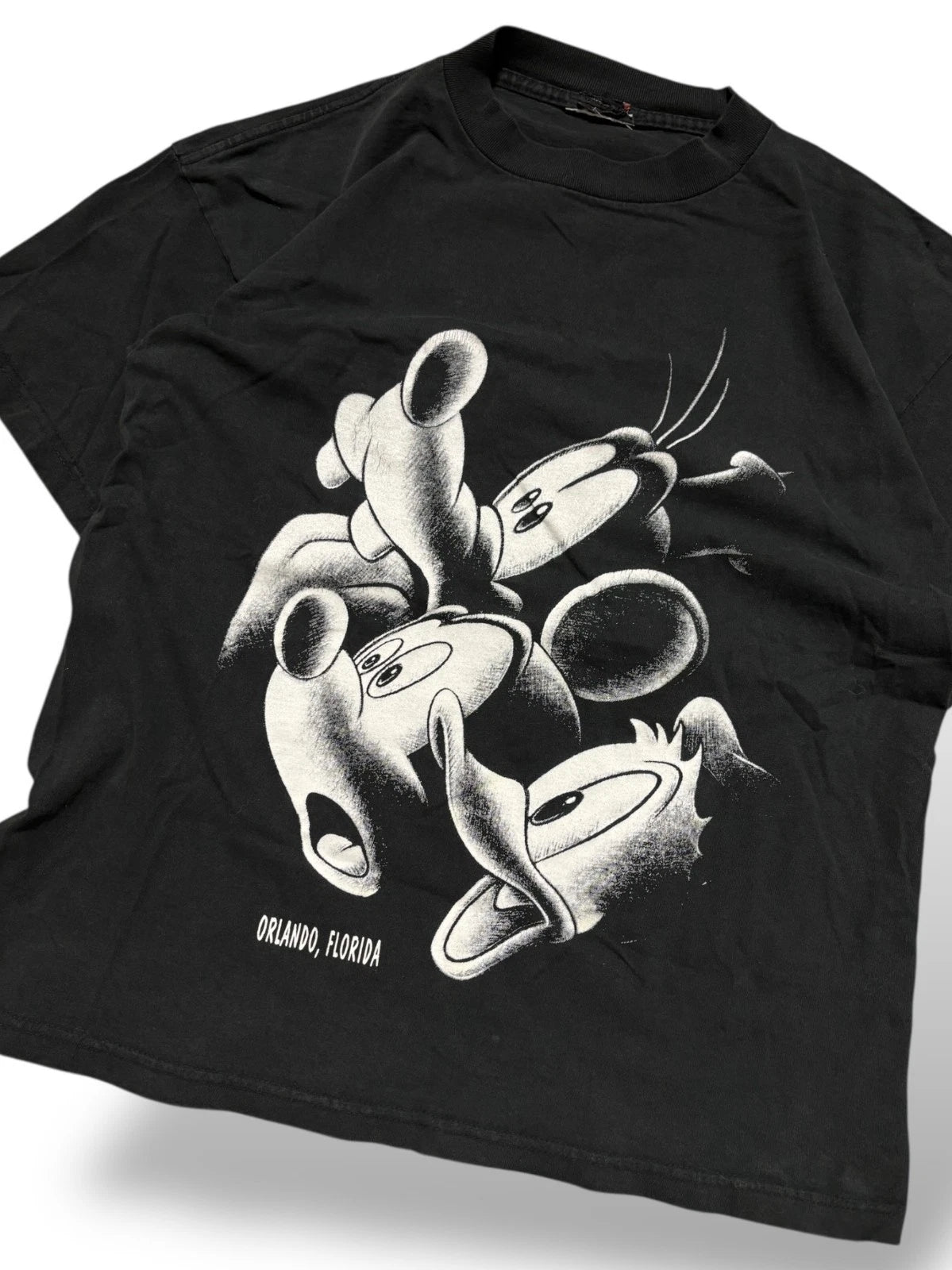 Vintage 1990s Disney Mickey Mouse T Shirt - Large - Black - Orlando Florida