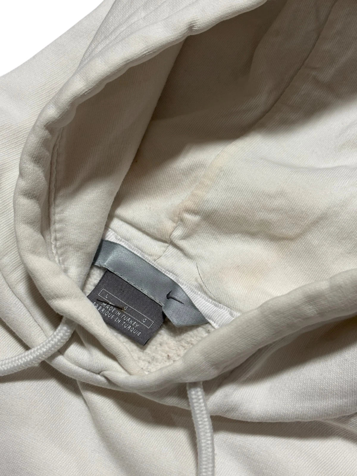 Vintage White Nike Hoodie - Large - Y2K Spellout Graphic