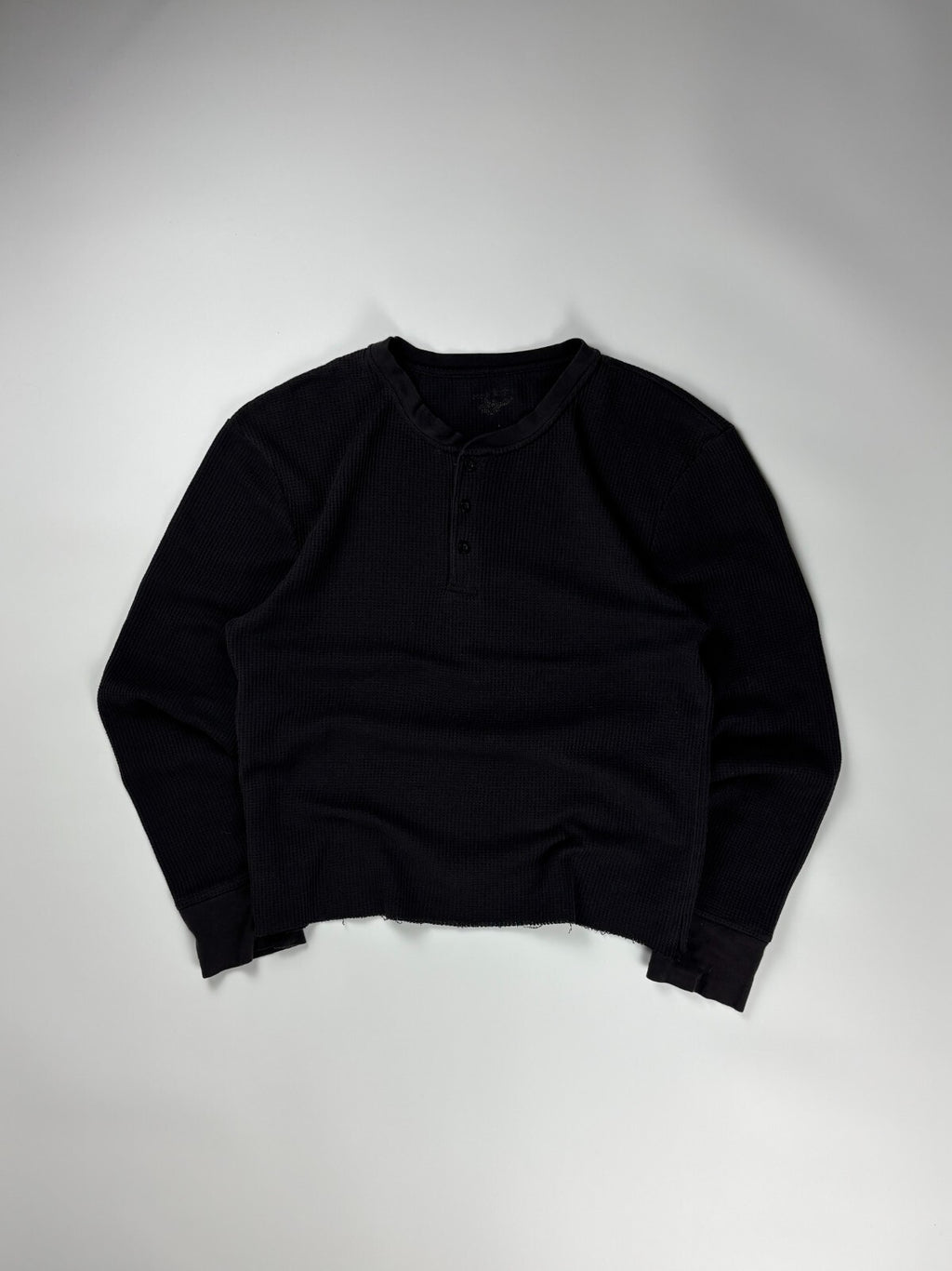 Vintage Henley Cropped Thermal Shirt