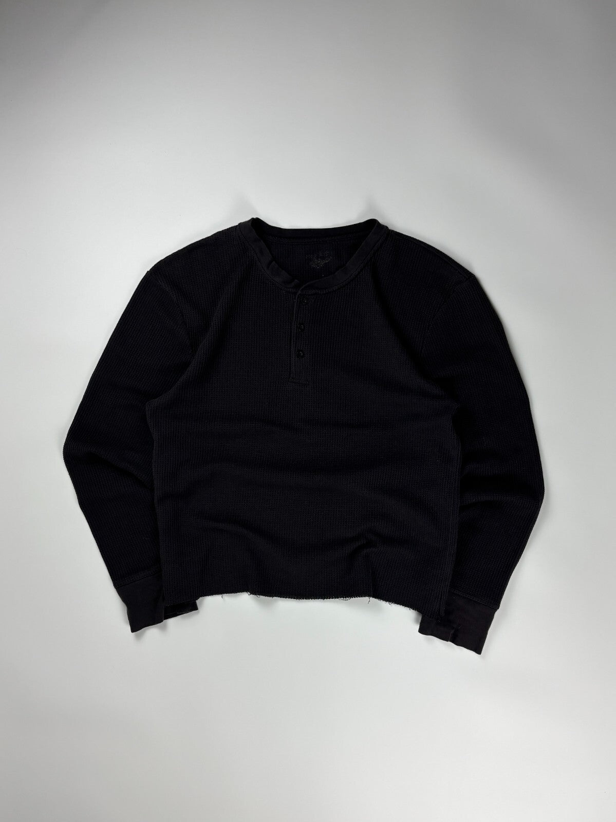 Vintage Henley Cropped Thermal Shirt