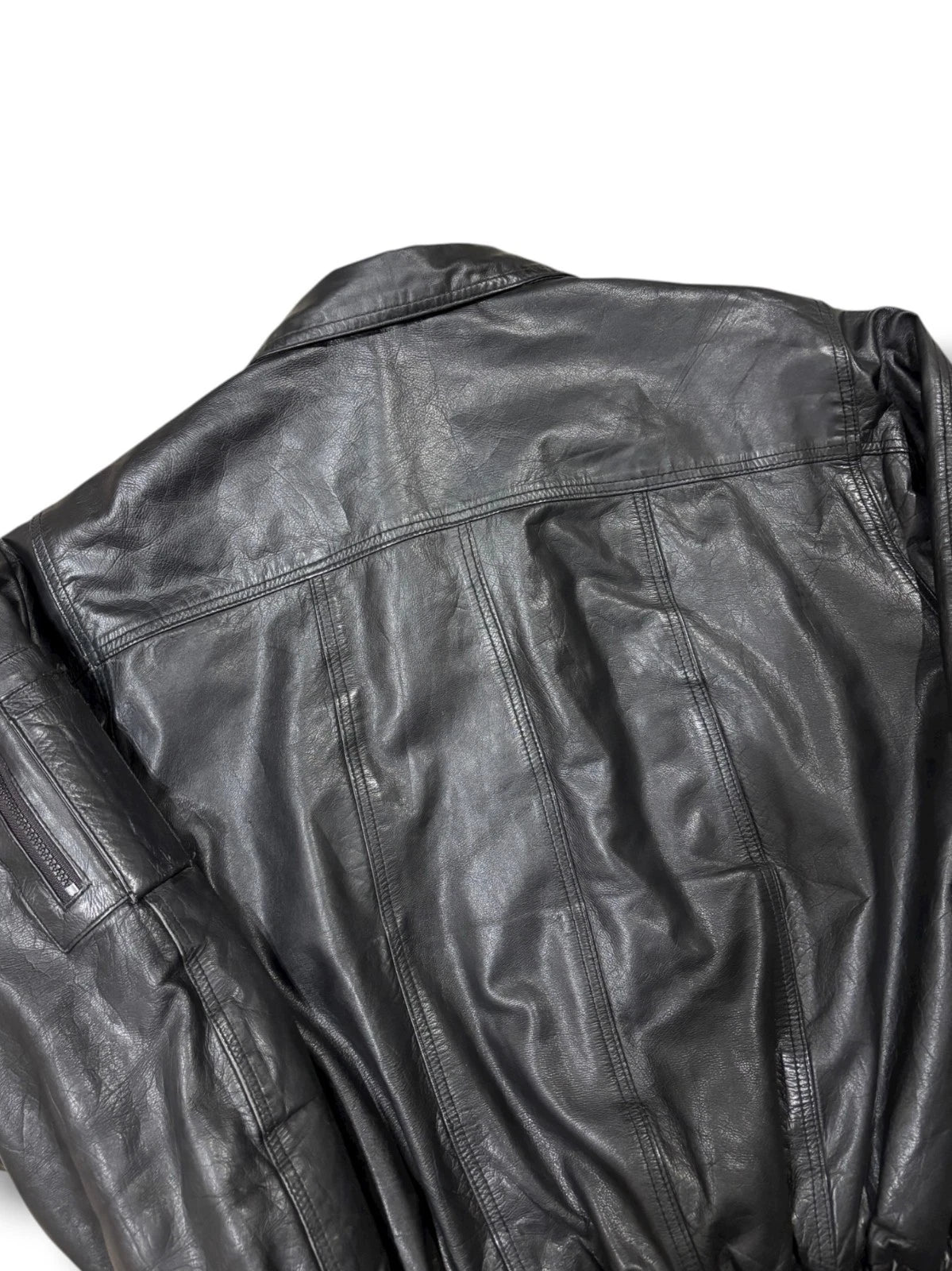 Vintage 1990s Black Leather Jacket - Medium - Streetwear Bomber Coat