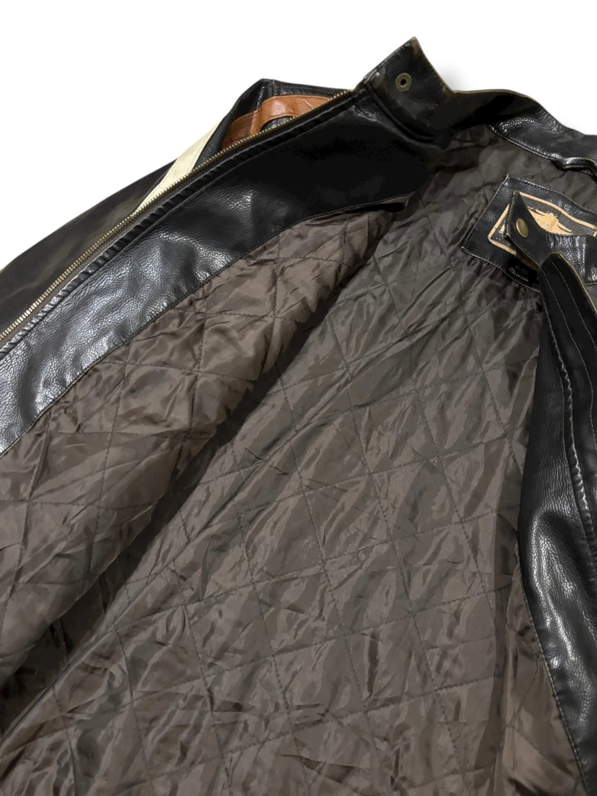 Vintage Black Leather Moto Jacket - XL - Arizona Straight Insulated Coat