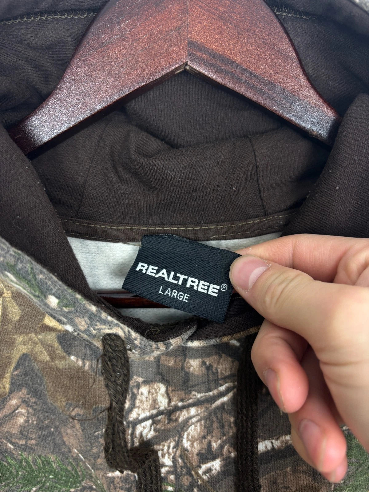 Vintage Real Tree Camo Hoodie - Green - Size Large