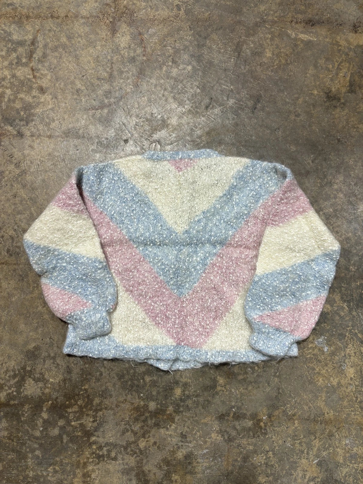 Vintage Girls Wool Button Up Sweater / Size Girls Small / Blue & Pink