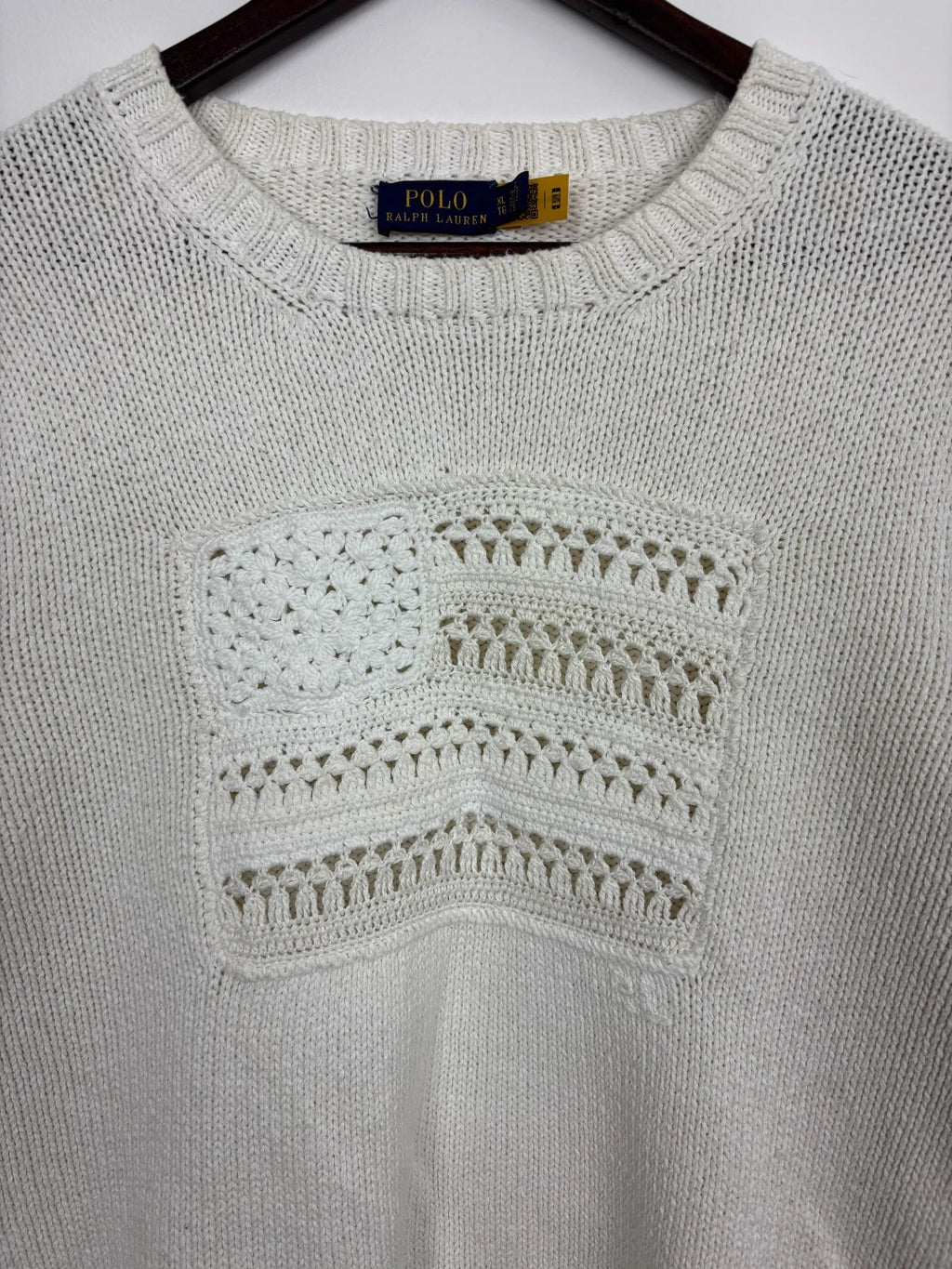 Vintage Polo Ralph Lauren Knit Sweater - Womens XL - White American Flag