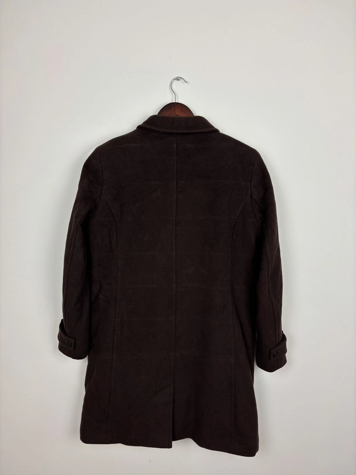 Vintage L.L.Bean Brown Wool Overcoat - Large - Womens Minimalist Warm Jacket