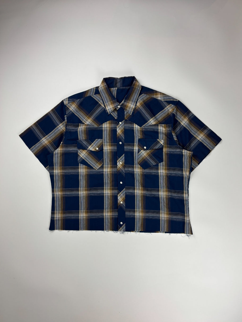 Vintage Western Plaid Cropped Button Up Shirt