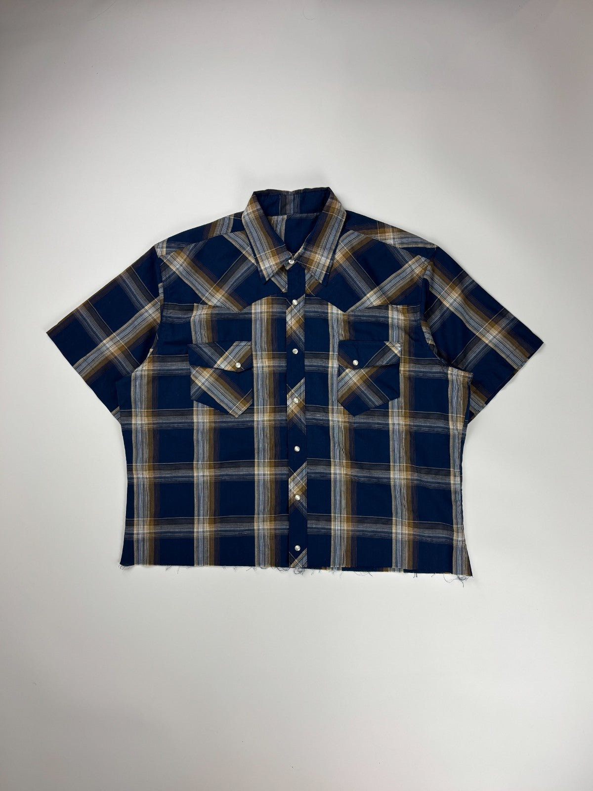 Vintage Western Plaid Cropped Button Up Shirt