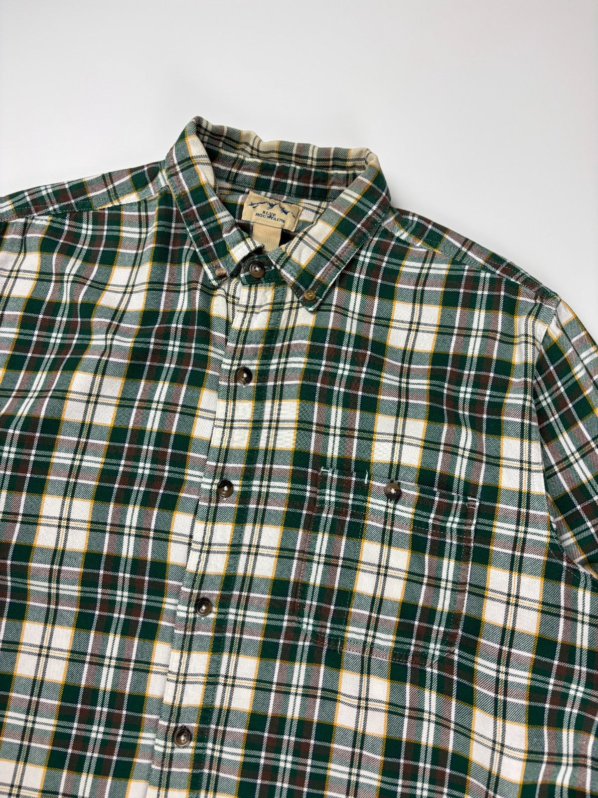 Vintage Blue Mountain Plaid Cropped Button Up Shirt