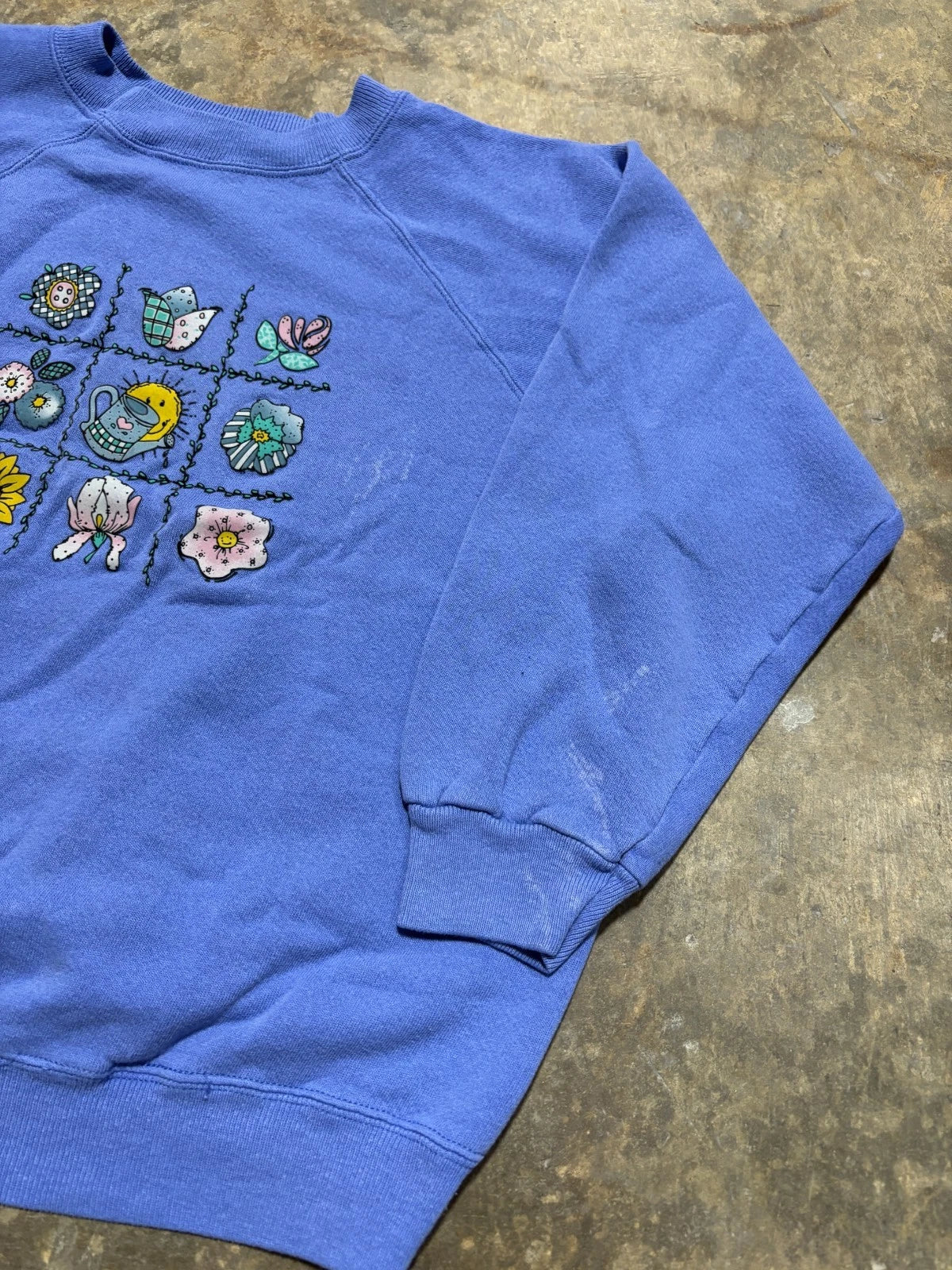 Vintage Tic Tac Toe Flower Sweatshirt - Size Womens Large - Purple