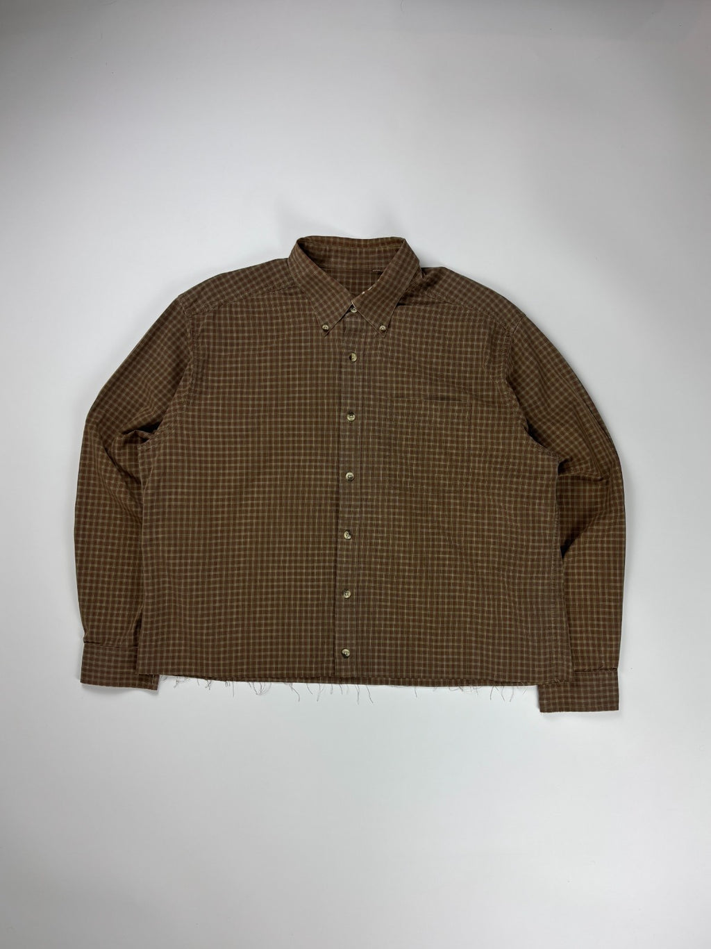 Vintage Plaid Cropped Button Up Shirt