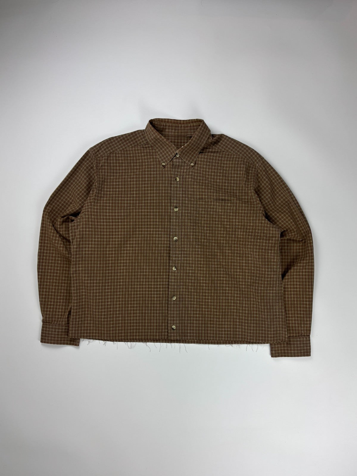 Vintage Plaid Cropped Button Up Shirt
