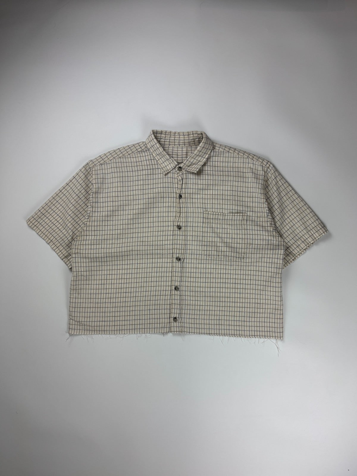 Vintage Plaid Cropped Button Up Shirt