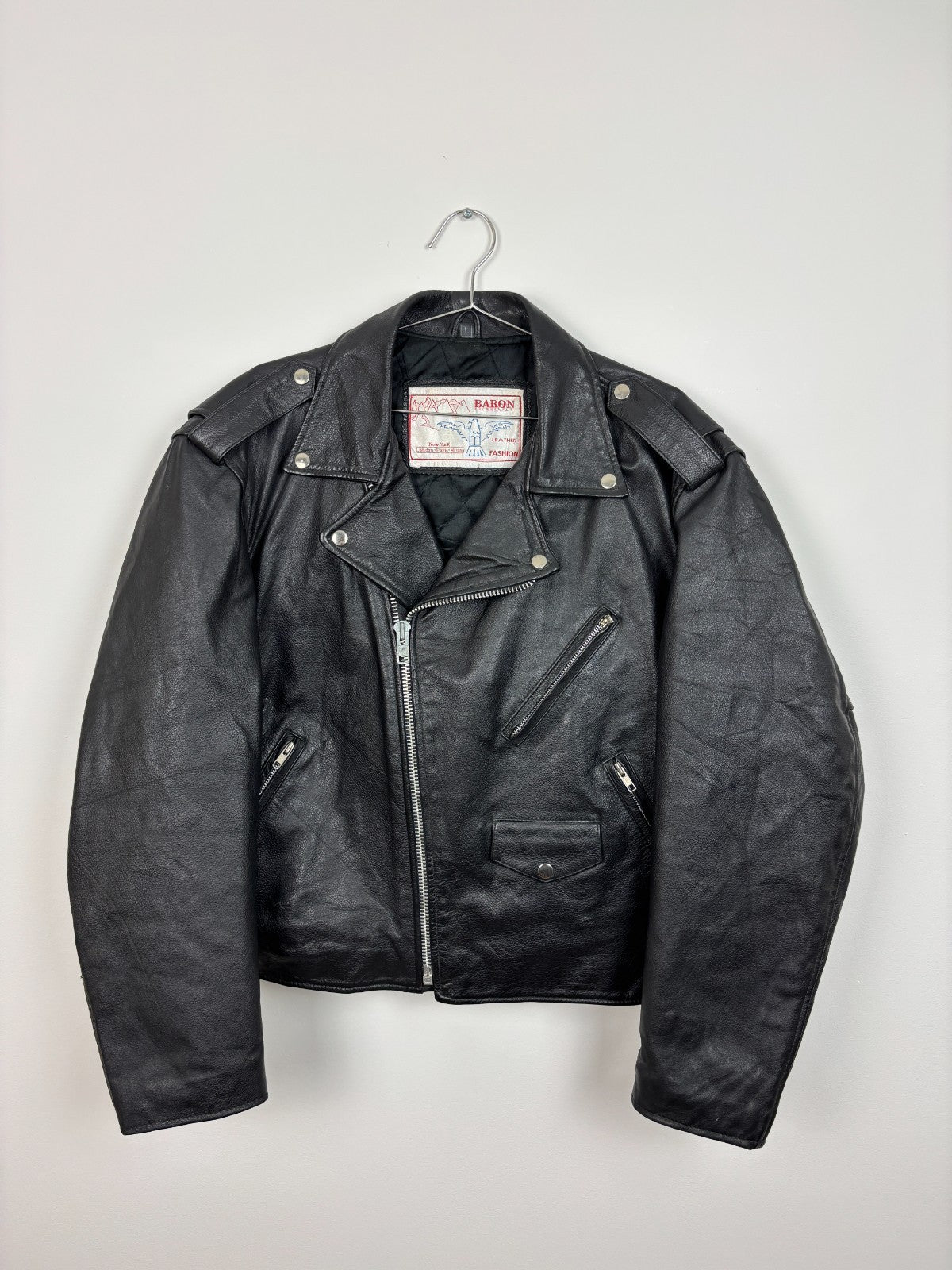 1990s Vintage Baron Biker Leather Jacket