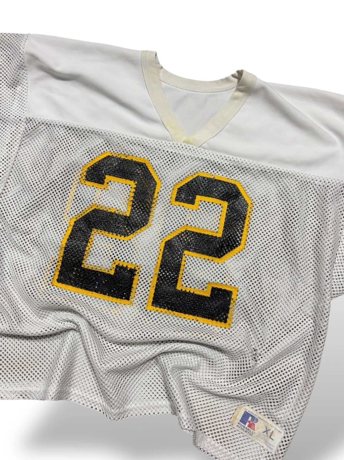 Vintage Cropped Football Jersey - Russell XL - White Mesh
