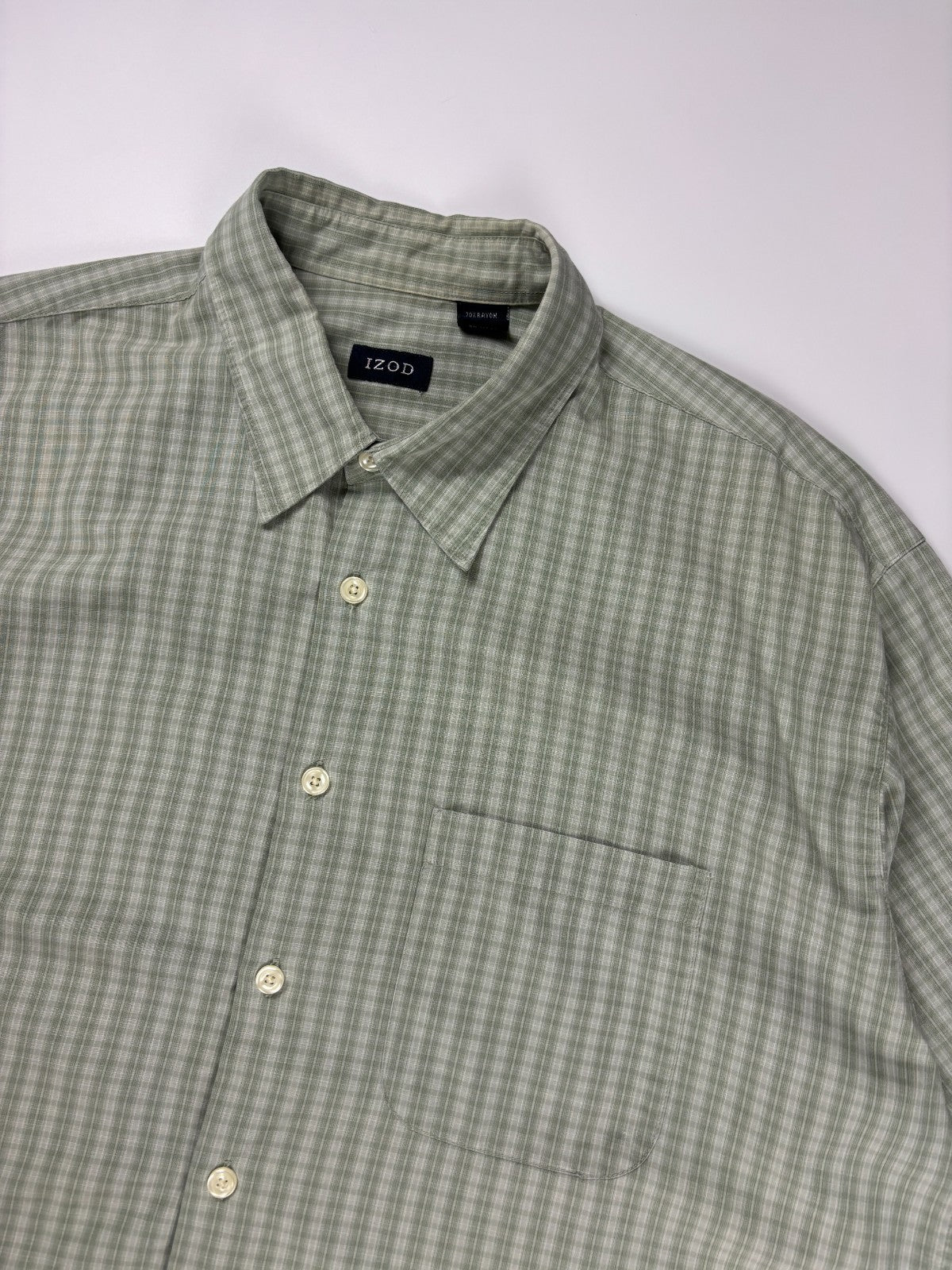 Vintage Izod Plaid Cropped Button Up Shirt
