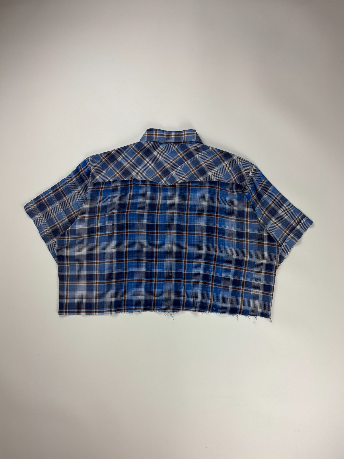 Vintage Western Plaid Cropped Button Up Shirt