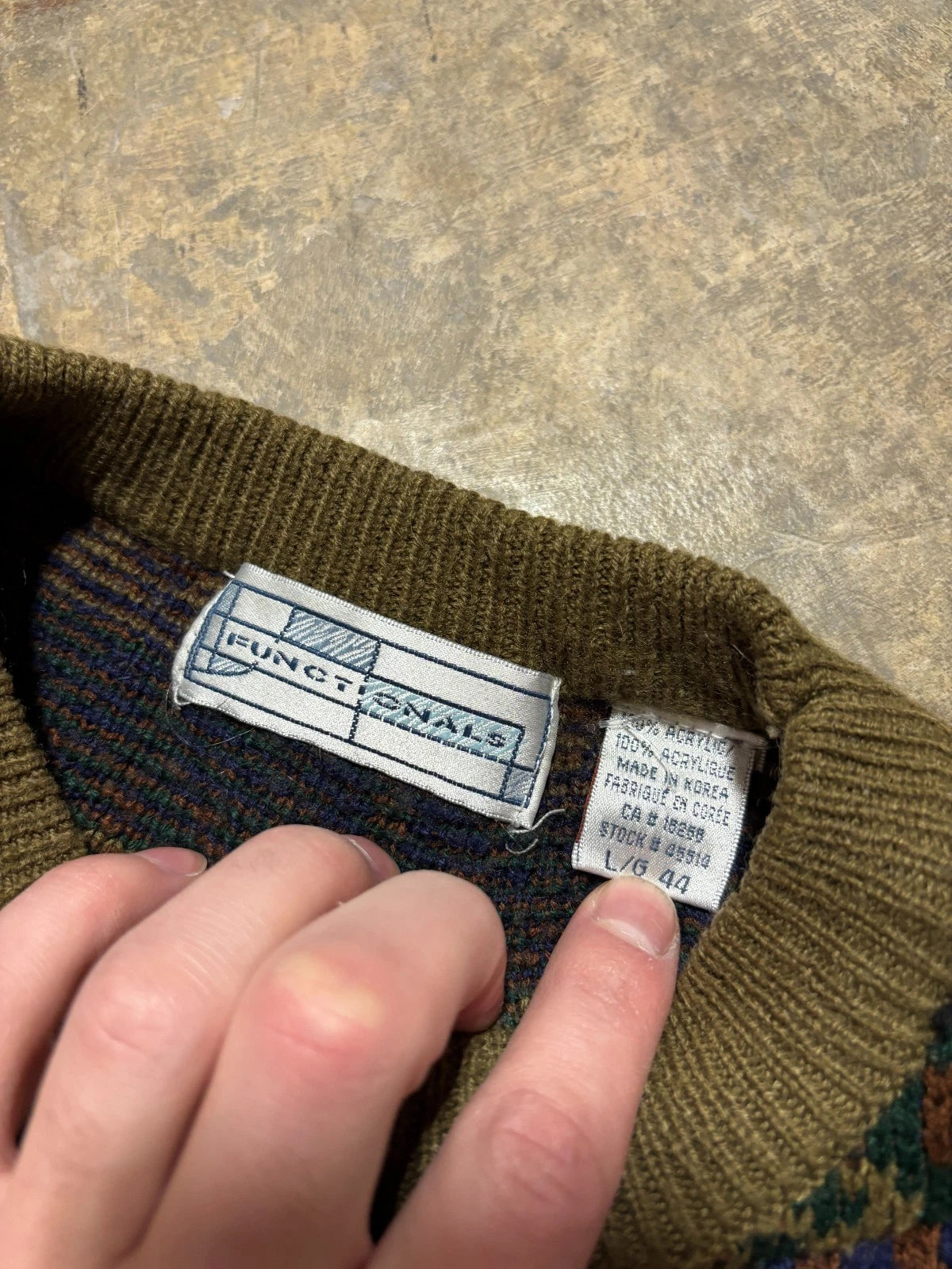 Vintage Functionals Pullover Knit Sweater / Size Large / Abstract Multi Colour