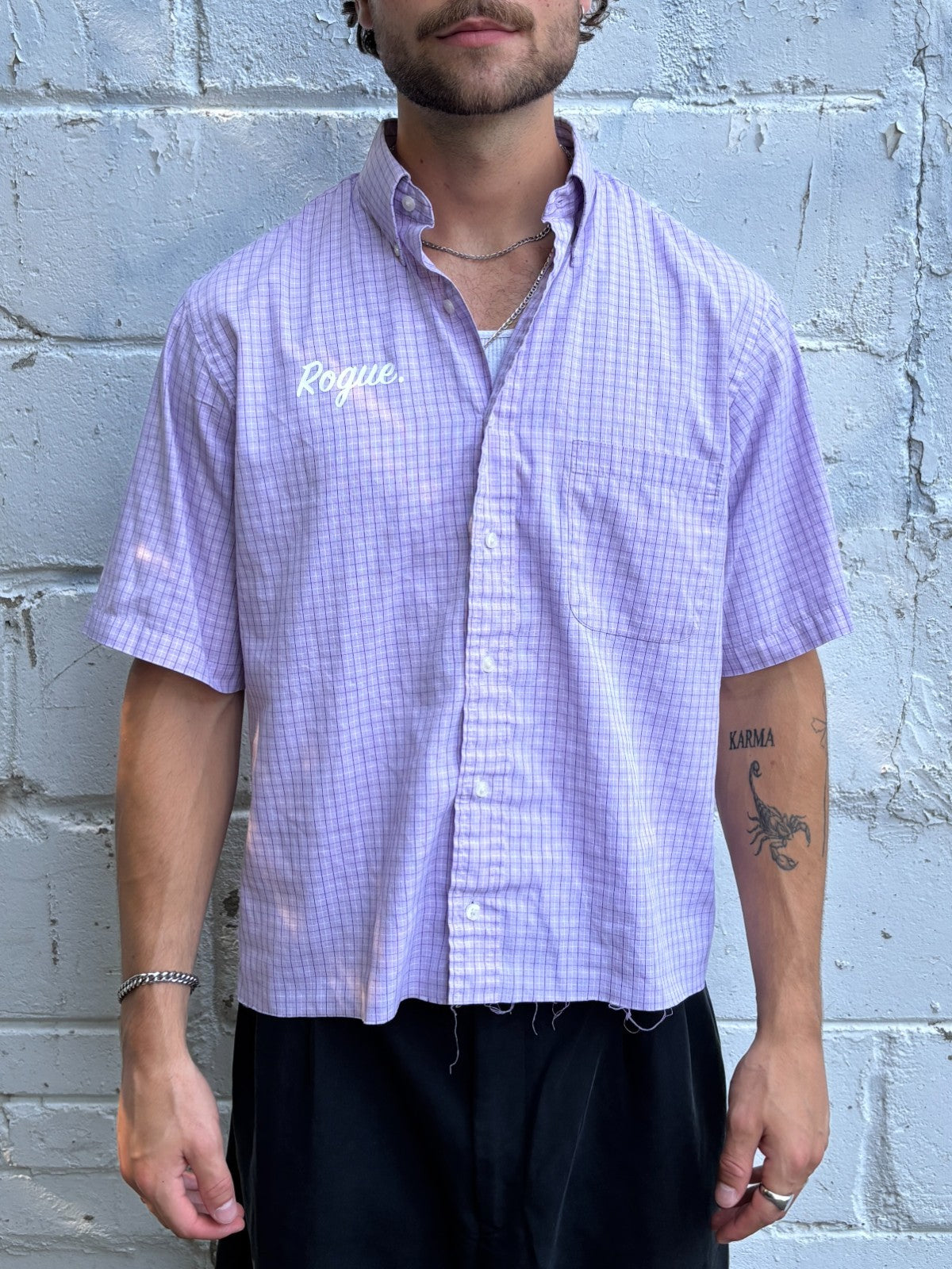 Vintage Roguehaus Plaid Cropped Button Up Shirt