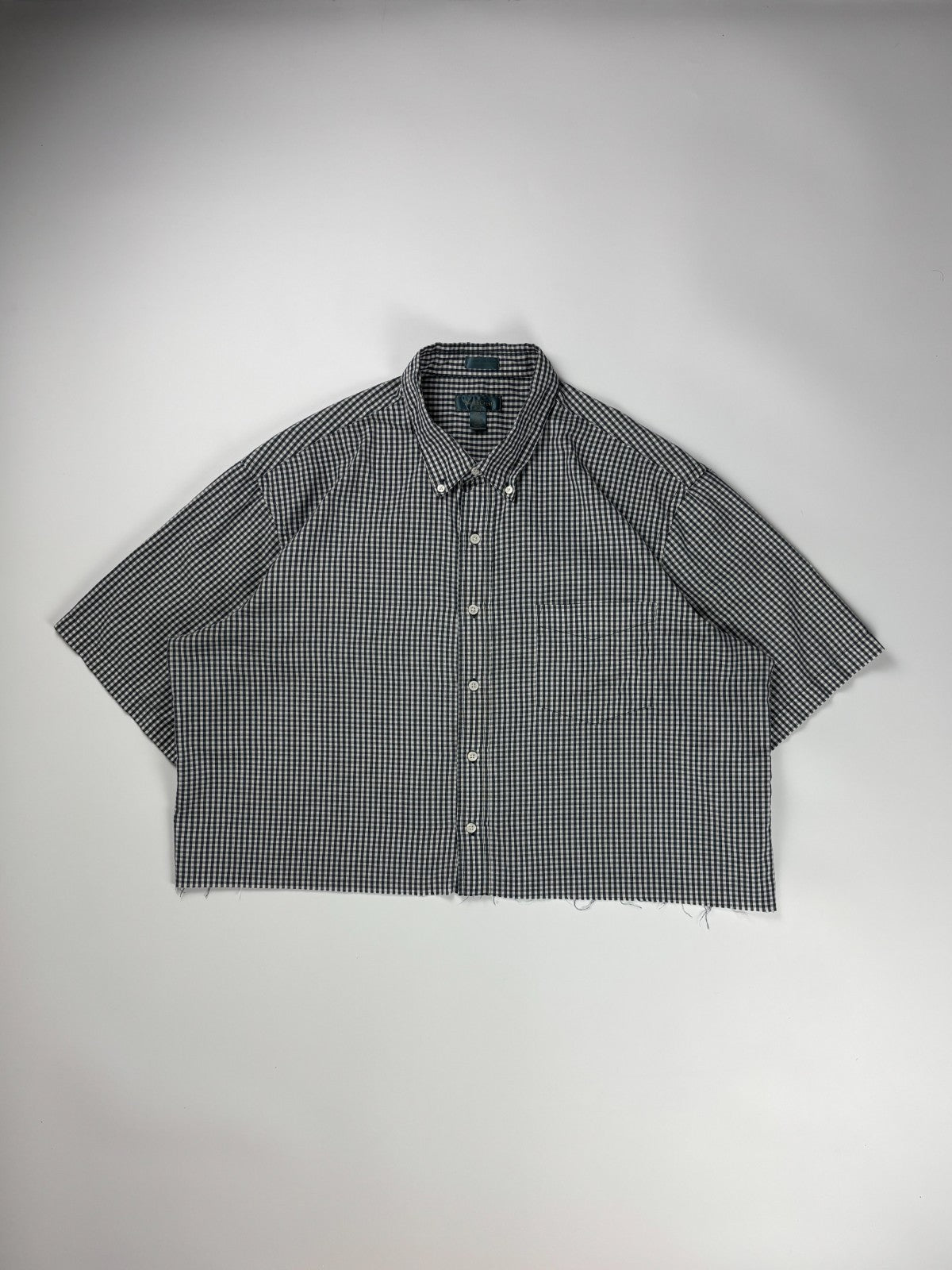 Vintage North Crest Plaid Cropped Button Up Shirt