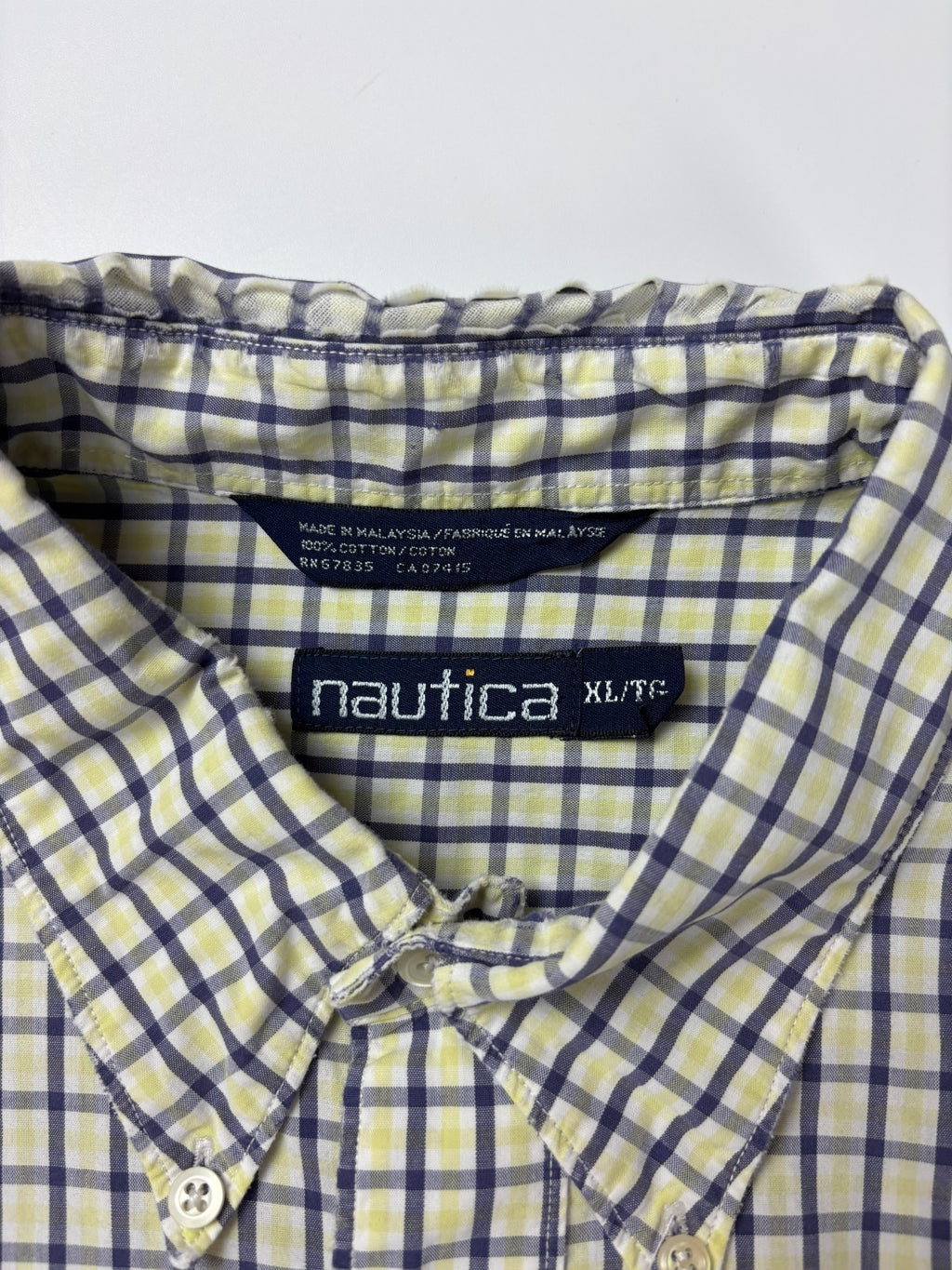 Vintage Nautica Plaid Cropped Button Up Shirt