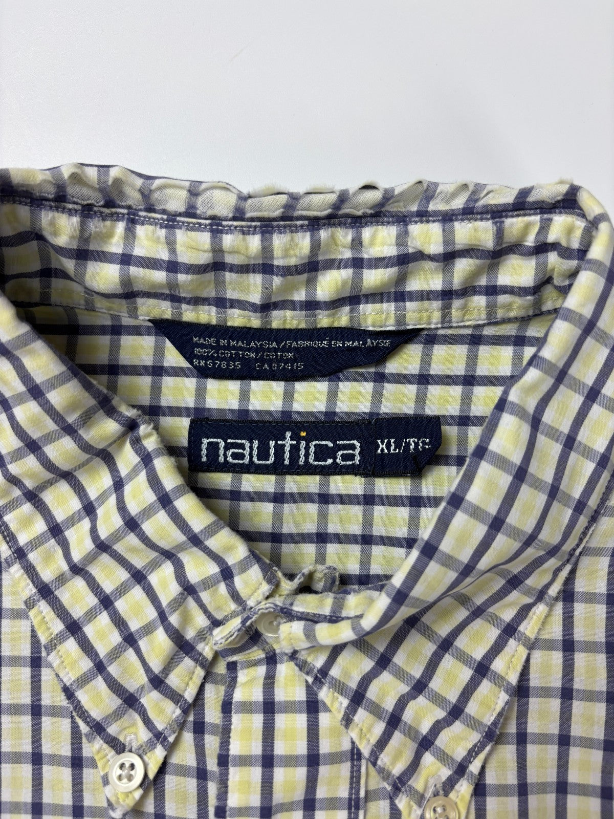 Vintage Nautica Plaid Cropped Button Up Shirt