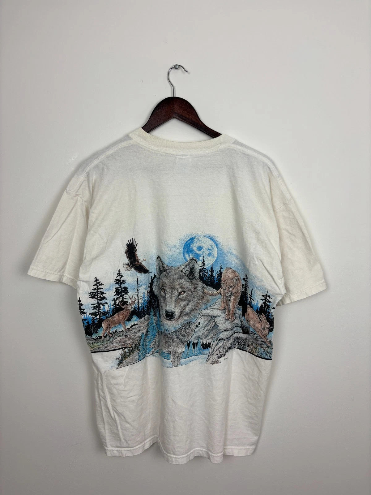 Vintage 1990s Reno Nevada T-Shirt - White - Size XL - Wolf Graphic Tee
