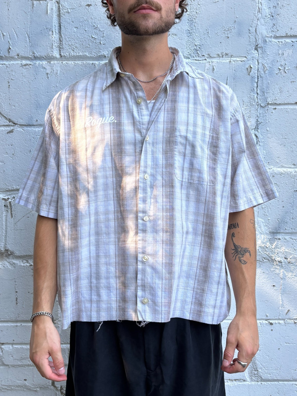 Vintage Roguehaus Plaid Cropped Button Up Shirt