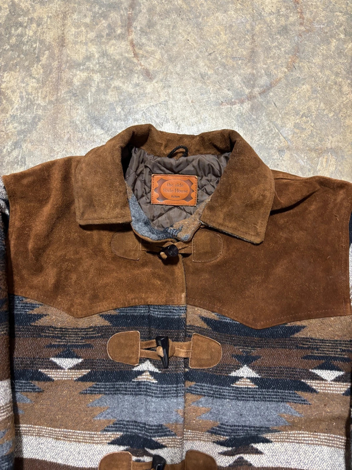 Vintage Hide House Aztec Jacket / Insulated Button Up Brown Coat / Size Medium