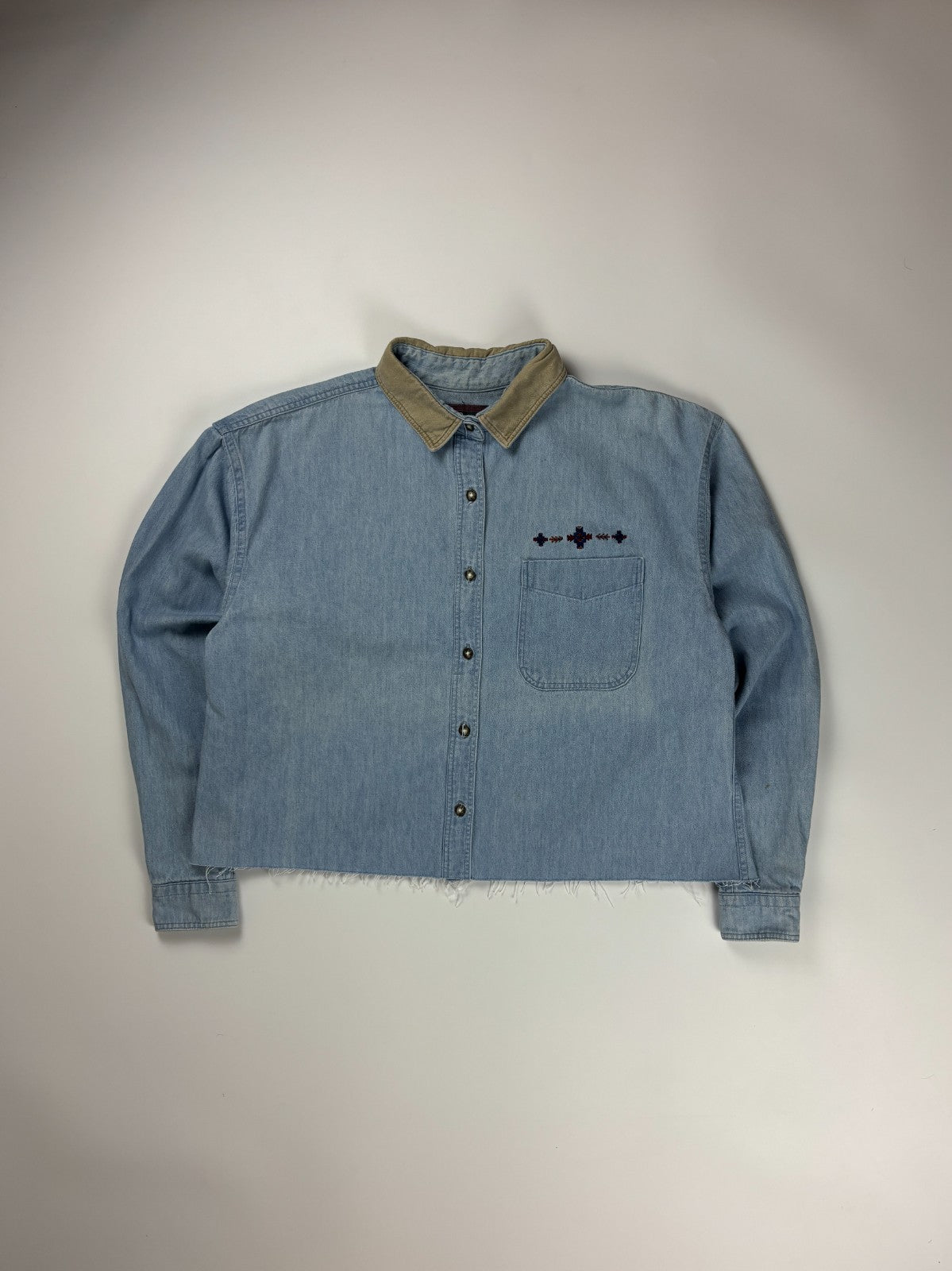 Vintage Woolrich Denim Cropped Button Up Shirt