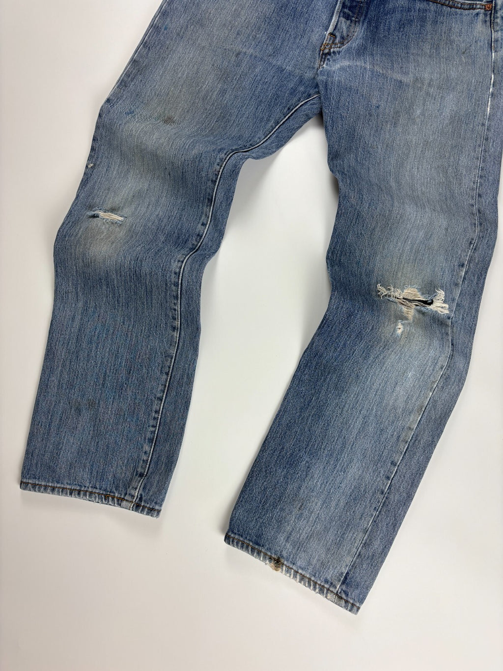 Vintage Levi Distressed Jeans / 501 Straight Fit Medium Wash Bottoms 33x32 Blue