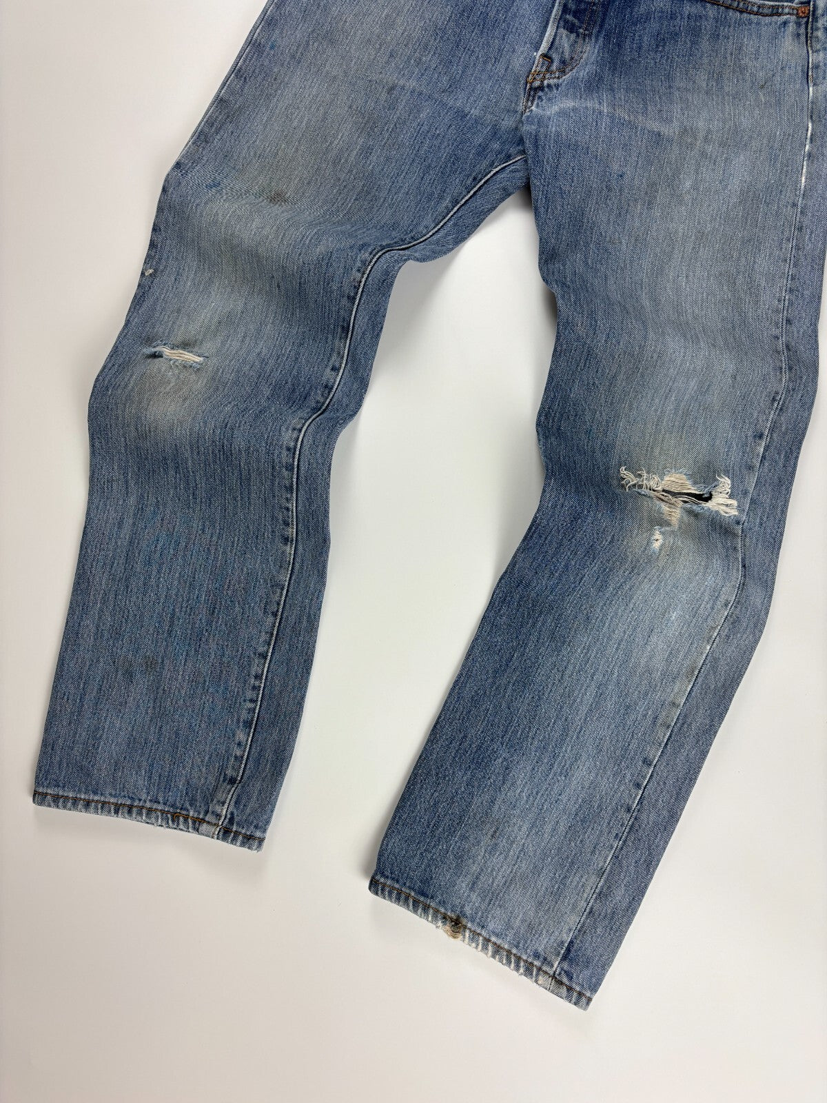Vintage Levi Distressed Jeans / 501 Straight Fit Medium Wash Bottoms 33x32 Blue